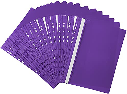 Netuno 20x Schnellhefter A4 Violett Kunststoffmappe mit Klarsichtdeckel Beschriftungsfeld gelocht Mappe Ordnung Büro Studium Archiv Aufbewahrung Dokumente