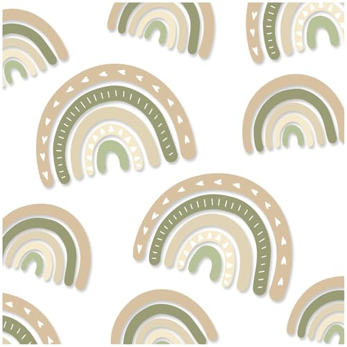 Y004 Regenbogen Wandtattoo Wandsticker Aufkleber für Kinderzimmer Babyzimmer (08 Beige/Grün)