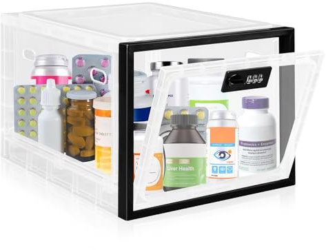 Gemaxvoled Abschließbare Box– Transparente Medikamentenbox zur Kindersicherung, Handy-Sperre & Snack-Kontrolle – BPA-freies Material, 12,6 Liter Fassungsvermögen, stapelbar & belüftet