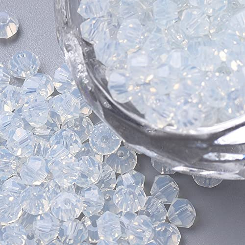 Perlin Preciosa Böhmische Kristallperlen 4mm Doppelkegel Tschechische Perlen Glasschliffperlen Glasperlen, Bicone Beads 40 Stk (Weiss Opal)