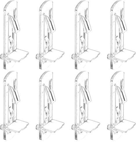 Unlorspy 20 Stück Kunststoff-Regalstifte, Schrank-Regal-Clips, passend für 5 mm Durchmesser Loch und 2,9 cm dickes Regal, selbstsichernde Regalstützen für Schränke, Möbel, Bücherregale, transparent
