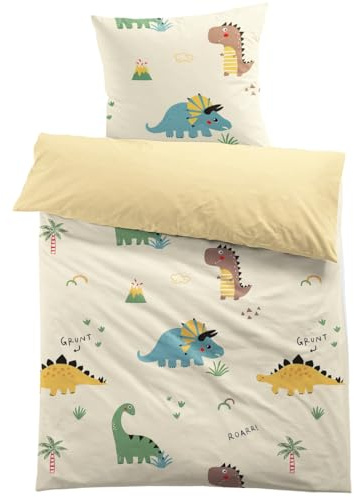 MUSOLEI Dinosaurier Bettwäsche 135x200cm Jungen Kinder 3D-Druck Cartoon Dino Bettwäsche Kinderbettwäsche Mikrofaser-Polyester Bettbezug 135x200 mit 1 Kissenbezug 80x80cm