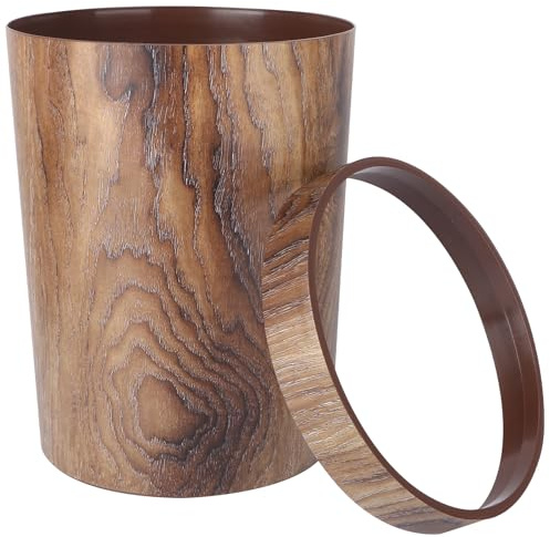 Cabilock Retro Trash Can for Bedroom Kitchen Home Office Decorative Wastebasket Wood-like Material Sleek Design for Waste Bin Kitchen Functional and Stylish Living Garbage Bin