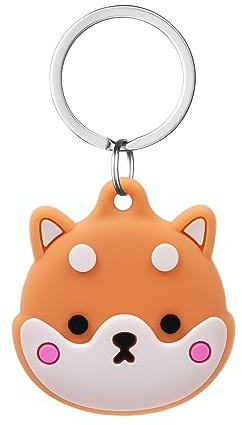 AXFEE Airtags in Silicone Lavabile, Porta Air Tag per GSP Apple | Airtag Cover per Chiavi Zaini e Animale, Portatile, Anti-graffio, Mantiene un Segnale Forte- Shiba Inu
