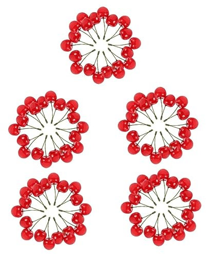 Cabilock 50piezas Modelos De Frutas Artificiales Decoración Simulada De Cereza para Fotografía y Juguetes para Accesorios De Escenario para Fiesta y Hogar