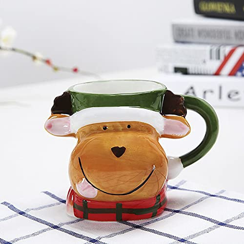 Kreative 3D Weihnachtstasse Keramik Tasse Kaffeetasse Teetasse Kaffee Tee Milch Mug Cup Tasse Becher Coffee Mugs für Weihnachten, Geburtstag, Gedenktag-Elch