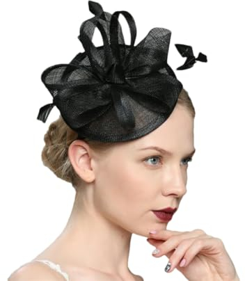 Niiyyjj Schwarze Fascinators Frauen Elegante Stirnbänder Hüte Frauen Hochzeit Kirche Derby Hut Beerdigung, Schwarz , Einheitsgröße