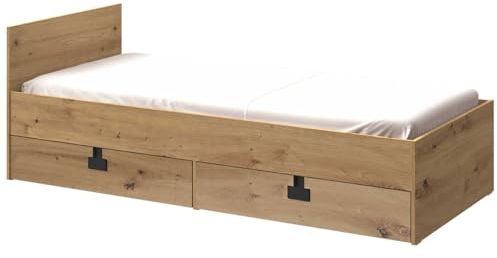 Mirjan24 Kinderbett Satton SA14 mit 2 Bettschubladen und Lattenrost, Schlaffläche 90x200 cm, Bettgestell, Jugendbett (Artisan Eiche/Artisan Eiche Hochglanz)