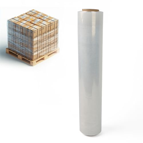 DIVCHI Strapazierfähige Starke Paletten-Stretchfolie, Schrumpffolie, Verpackung, Frischhaltefolie, Kunststoffpaletten-Stretchfolie für Umzüge, Möbel, Gepäck und Pakete (500 mm x 250 m, 1er-Pack)