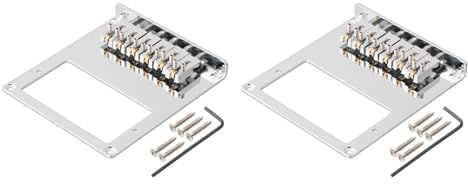 Wlauqueta 2 x Humbucker-Gitarren-Steg, 6 Saiten mit 6 Rollen, für -Gitarre (verchromt)