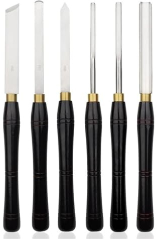 6 pièces outils de tournage du bois HSS ensemble de burins de tour, gouge d'ébauche, gouge de broche, ciseau incliné, ciseau d'outil de séparation, gouge de bol avec accessoires de tour de boîte en bo