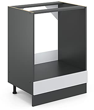Vicco Herdumbauschrank R-Line, Weiß Hochglanz, 60 cm, AP Eiche, zur freien Kombination innerhalb modularer Küchensysteme