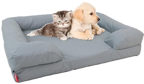 Hisprout Washable Orthopedic Dog Cat Bed with Removable Cover,Non-Skid Sofa Waterproof Dog Pillow with U-Shaped Bolster Large Dog Bed(M)