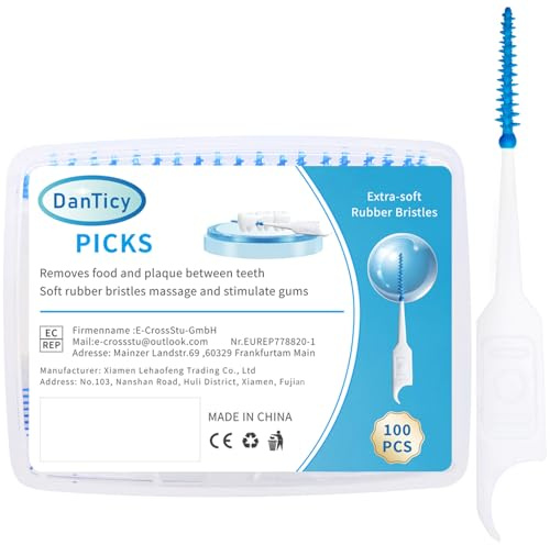 DanTicy Weiche Silikon-Interdentalbürste, Zahnspangenbürste, Korrekturbürste, Adaptive Bürste, Einweg-Plektren für Zahnreinigung, Zahnfleischgesundheit (100 Stück)