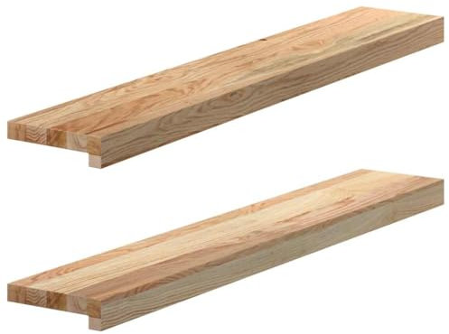 vidaXL Appuis de fenêtre 2 pcs Bois de chêne Massif Non traité, Rebord de fenêtre, Appui de fenêtre en chêne, Appui de fenêtre en Bois
