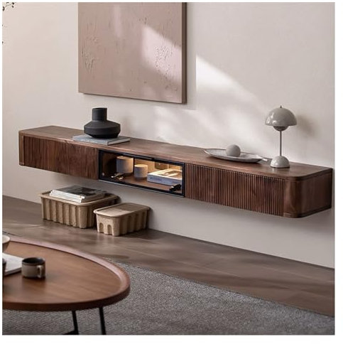 TV Schrank Hängend Luxuriöser schwebender TV-Ständer mit Schubladen und Vitrine, 78,7-Zoll-Wand-Entertainment-Center aus Holz, moderne Medienkonsole for unter dem Fernseher, an der Wand hängende TV-Ba