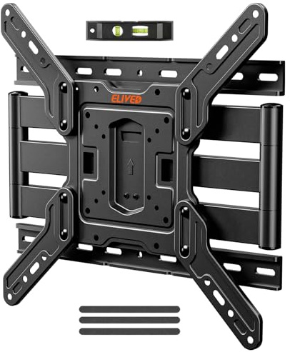 ELIVED Ultra Slim TV-väggfäste för 26–60 tums TV, låg profil vägghållare TV panorera och luta, Max VESA 400 x 400 mm, rymmer upp till 40 kg. Max 16 tum träställ TV-hållare EV3033