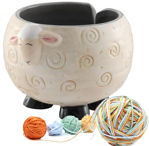 Schaf-Keramik-Garnschale, Strickgarn, Kugelhalter, Handgefertigt, Strickschale, Aufbewahrung,Handgefertigte Hölzerne Garn- Und Häkelschüsselhalter Für Skiengarn, Garnbälle, Dekorativer Aufbewahrung