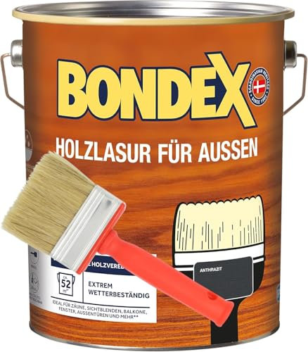 Bondex Holzlasur für Aussen 4L inkl. Flächenstreicher (anthrazit)