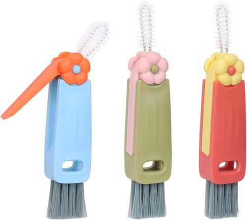 3-in-1 Cup Lid Cleaning Brush Set 3PCS Multifunctional Crevice Cleaner Tool for Bottle Gaps- Silicone Crevice Cleaner for Bottles, Straws, Sealed Lids & Food Containers
