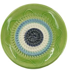 Kaladia keramisk rivjärn/keramisk hyvel – perfekt för ingefära, parmesan etc. – i ljusgrönt och blått – Diameter: 12 cm – handgjord och handmålad – Tillverkad i Spanien