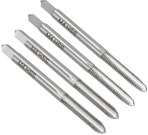sourcing map 2 Pairs Metric Hand Tap Set, M4 x 0.7 H2 Thread Taper + Bottom Taps, High Speed Steel (HSS) Screw Threading Tapping Tool Kit