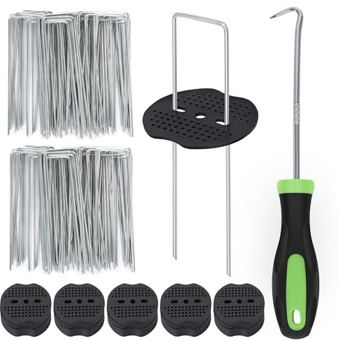 Milifox Bodenankern 50 StüCk ErdnäGel 6 Zoll Mit Unterlegscheiben,Verzinkt Erdhaken Aus Stahl,Heringe Anti Rost für Befestigung von Kunstrasen,Unkrautvlies,ZäUnen,Kabeln,Zelten Und Vieles Mehr