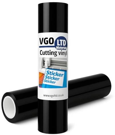 VGOLTD Permanent Adhesive Vinyl Roll –Glossy Self Adhesive Cutting Vinyl Easy Weed for Decals Mugs Car Stickers & DIY Crafts Compatible with Cricut & Silhouette Machines (Black, 30 x 100 cm)