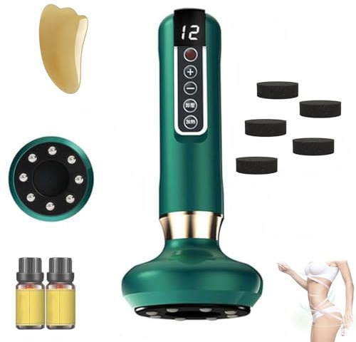 Masseur Anti Cellulite, Ventouse Electrique Anti Cellulité, Masseur De Graisse à 12 Niveaux Avec Planche Gua Sha Appareil De Sculpture Et De Modelage Du Corps (Vert)