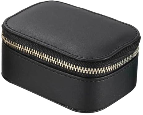 AKOOSY Portagioie da Viaggio in Pelle Pu Nero per Donna, Custodia Compatta per Orologi e Collane, Organizer Portatile per Gioielli Funzionalità di Conservazione e Ordine