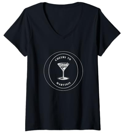 Womens Martini Glass V-Neck T-Shirt
