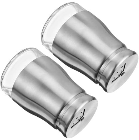GALPADA Barattoli per Spezie in Vetro 2 Pezzi con Coperchio in Acciaio Inox Saliera e Spargipepe per Cucina e Barbecue Shaker per Condimenti Versatili e Resistenti
