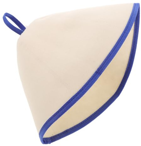 Milisten Saunahaube aus Dickem Filz für Damen und Herren Russische Filzwolle Unisex Sauna Kopfschutz Hitzebeständig Weiß mit Blauem Rand Saunazubehör für Dampfbad