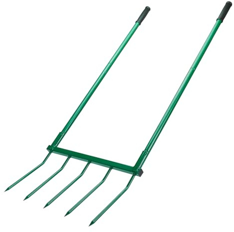Fourche à bêcher à 5 dents, fourche large de 50 cm, longueur des dents : 30 cm, fourche de jardin robuste en acier à 5 dents en forme de U pour ameublir en profondeur et aérer la terre du jardin