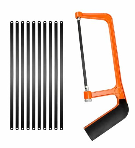 KOOLEVER Hacksaw for Metal Cutting, 6 Inch Small Hacksaw, Aluminium Frame with 10 Replaceable Blades, Mini Metal Hacksaw Hand Saw Tool, for DIY Repair, PVC Pipe, Tile