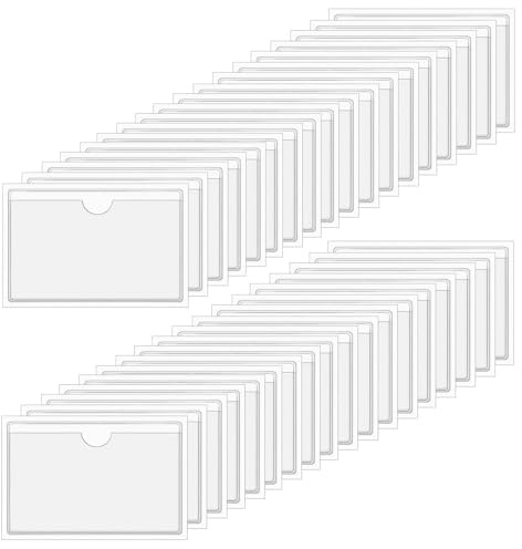 36 Piezas Bolsillos Adhesivos Transparentes, para Oficina, Organización | 10 x 6 cm Soportes para Etiquetas Autoadhesivos, Porta Etiquetas Adhesivas Ttransparente, Transparente Bolsillo Autoadhesivo