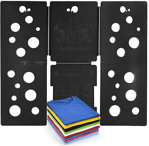 BoxLegend V5 Faltbrett Für Kleidung Tshirt Falzbrett Falthilfe für Wäsche Zusammenlegen Brett Hemd T-shirt für Erwachsene Wäschefalter T Shirt Falter Schwarz