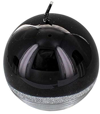 G Decor Black Silver Glass Glitter Pillar Candle (Ball)