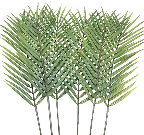 Aisamco 6 Pcs Faux Palm Leaves Fronds Artificial Tropical Monstera Leaves 29 in Tall for Home Wedding Palm Hawaiian Leaves Decorations