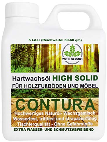 5 Liter Contura HARTWACHSÖL Premium High Solid Holzöl Parkettöl Fussbodenöl Möbelöl Wachs Holzwachs Farblos anfeuernd Hartöl Holzschutz