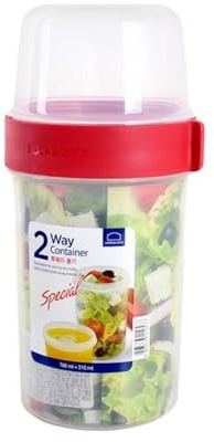 Lock & Lock Two-Way Müsli-to-go-plastmugg – liten matlåda med skruvlock och två behållare – 760 ml & 310 ml