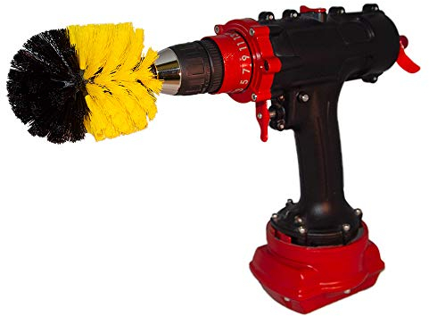 Kornely Premium Drill Brush Professional – Medium-Soft 8.5 cm Yellow | Scratch-Free Cleaning Brush for Tile, Grout, Bathtub, Shower, Fibreglass and Ceramic Surfaces