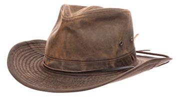 The Boondocks - Weathered Outback Hat - Water-Repellent Cotton Blend, UPF 50+ Sun Protection, 2 ¾″ Shapeable Brim, 4 ½″ Crown, Chin Cord for Outdoor Adventures - (Large, Bark)