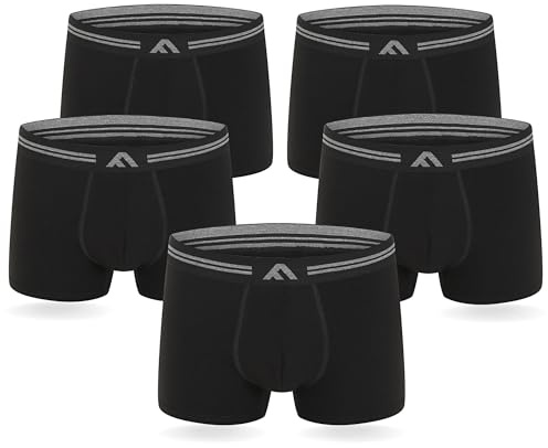 FM London, Boxer da Uomo Super Morbidi in bambù, Confezione da 5, Senza Etichetta, Elasticizzati, in Materiale ecocompatibile