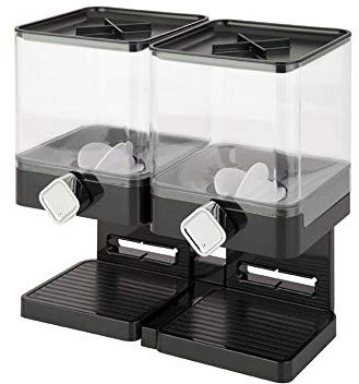 Müslispender doppelt, mit Portionierer, 32 cm x 16 cm x 31 cm,Schwarz/Weiß Cerealienspender for Cornflakes & Süßigkeiten