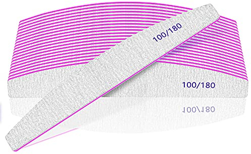 12 stycken nagelfilar, professionella nagelfil 100/180 grit för akrylnaglar eller tjocka naglar, tvättbara och återanvändbara dubbelsidiga nagelfilar