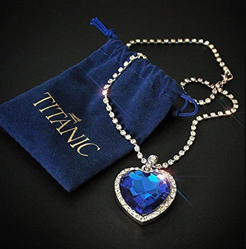 SONGK Titanic Heart of Ocean Collares para Mujer Peach Heart Blue Crystal Zircon Conjuntos de joyería Joyería de Compromiso de Boda Femenina