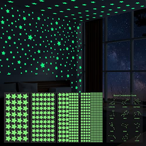 ECHOCUBE 521st lysande stjärnor väggklistermärken, Realistiska Fluorescerande Stjärnhimmel Stjärnor för Tak dekoration, Lyser i mörkret Stjärnor klistermärken för barn sovrum barnkammaren dekoration