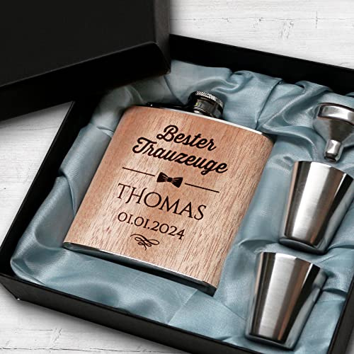 Holz Flachmann Trauzeuge mit persönlicher Gravur Trauzeugen Geschenke Mann