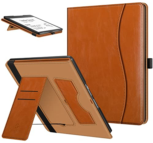 Fintie Hülle für Kindle Scribe 2024/2022 - Kickstand Case mit Kartenfach und Auto Sleep/Wake für 10,2 Zoll Kindle Scribe 2024, Braun